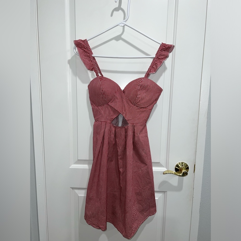 Gingham red sun dress